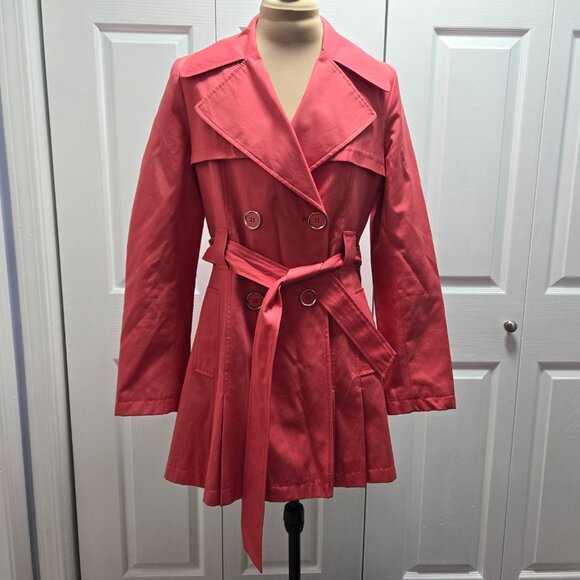 Via Spiga Pleated Raincoat Coral Medium - Picture 1 of 5